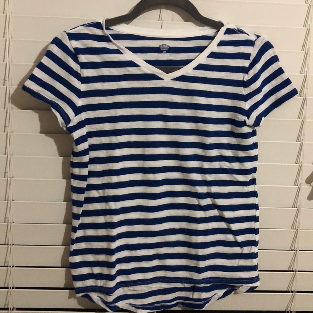 A blue and white old navy shirt!!